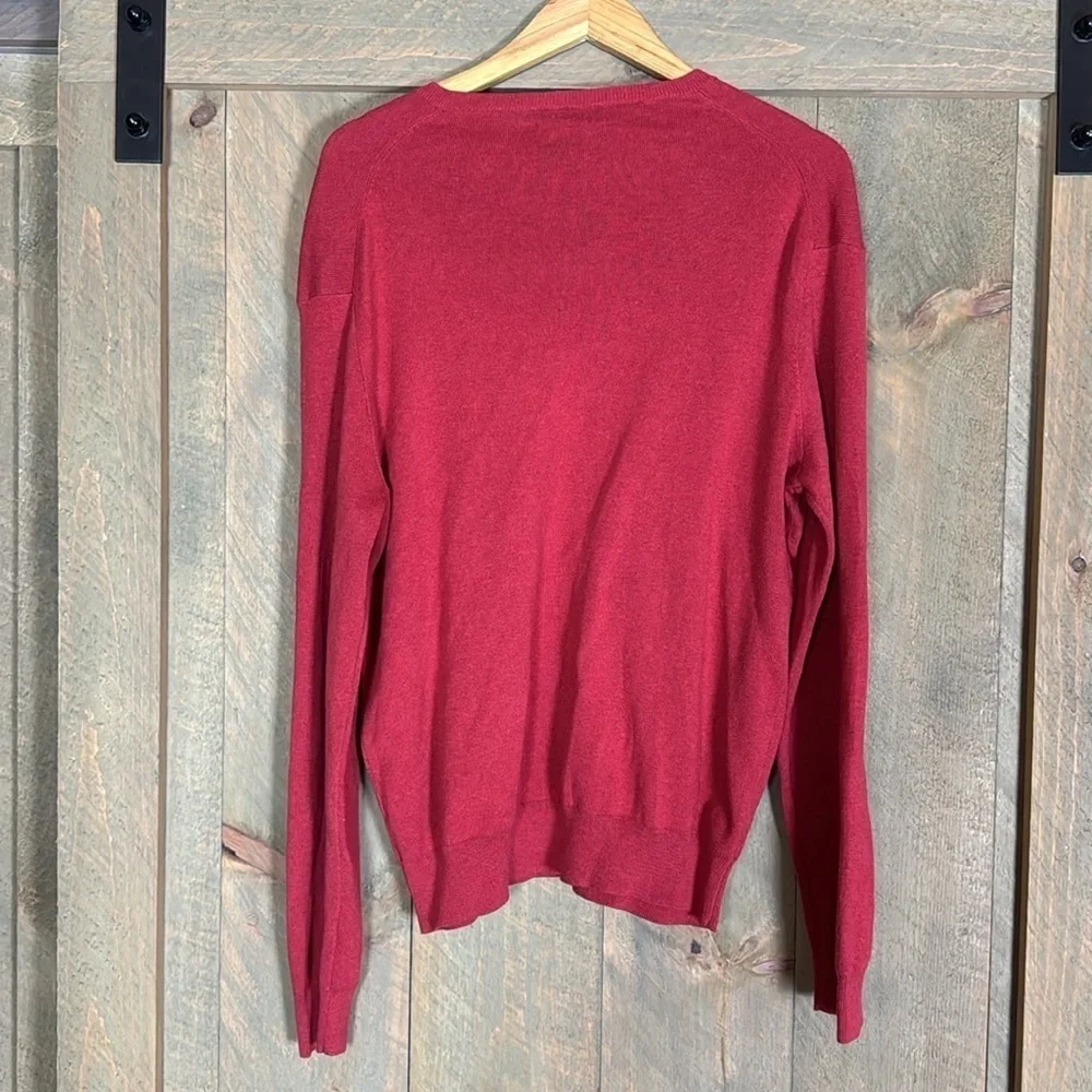 Polo by Ralph Lauren red Pima cotton v-neck sweater Size Large